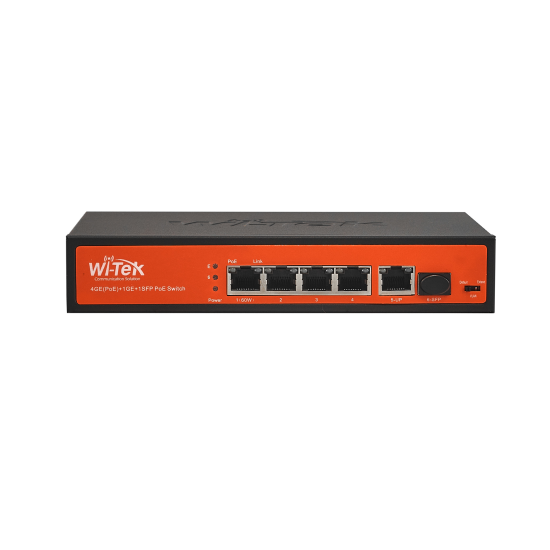 Wi-Tek WI-PS305GF 5Ports PoE GE 1 RJ45 GE 1 SFP Network Switch