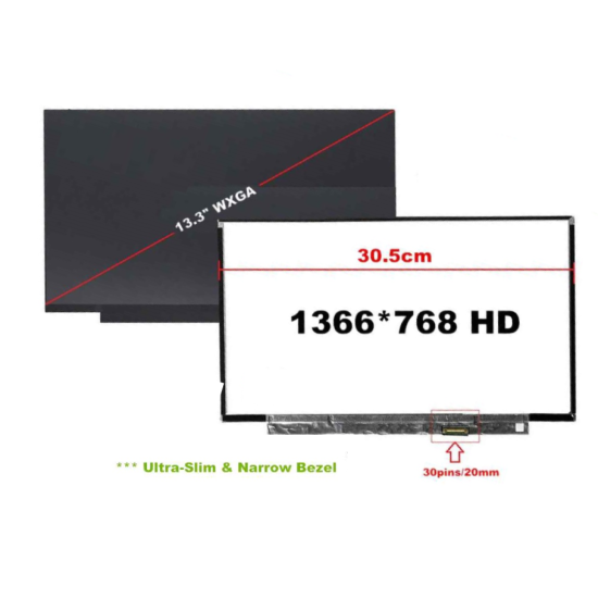 LED 13.3" Utra-Slim Frameles 30Pin HD Laptop Screen replacement