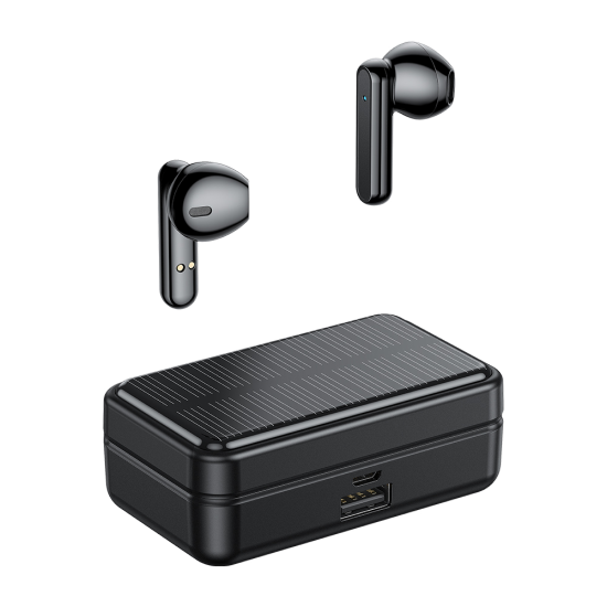 Q6 Tws Wireless 5.0 True Stereo Music Bluetooth Earphones with Solar Charging Case Earphone