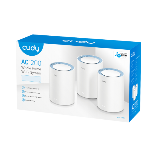 Cudy AC1200 M1200 Dual Band Whole Home Wi-Fi Mesh System 3 Pack