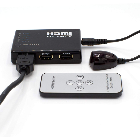 HDMI Switch 5 Ports 5 to 1 with Remote Control