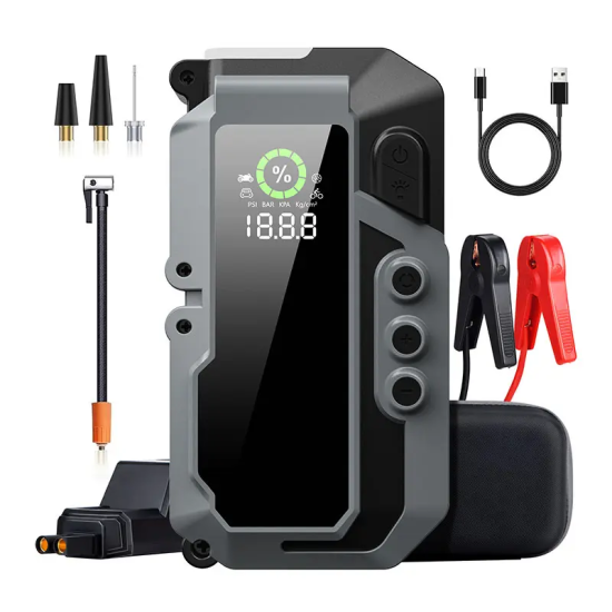 Q15 4-in-1 Portable Car Jump Starter 12V 10000mAh with Air Compressor, Power Bank & LED Light