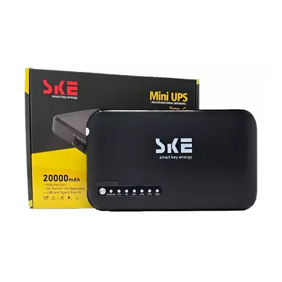 SKE Mini DC UPS router 20000 mAh, lan POE 24V, USB 5V, 9V, 12V OUTPUT POE-830P-LFP