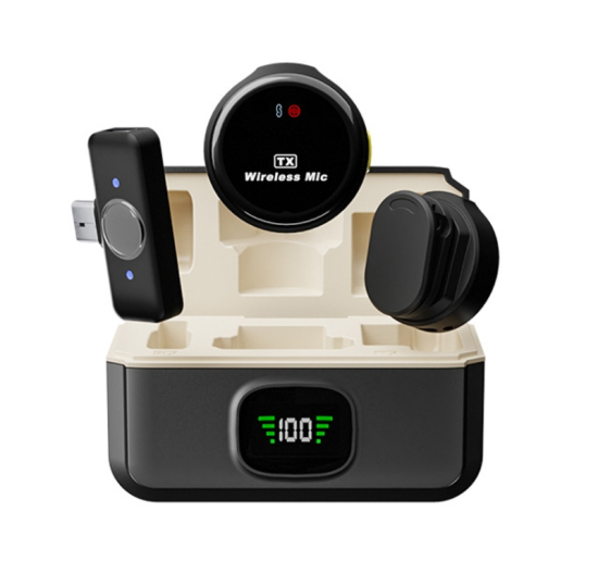 Magnetic Wireless Mic for Android, iPhone(2 TX+1 RX+Charging Case)