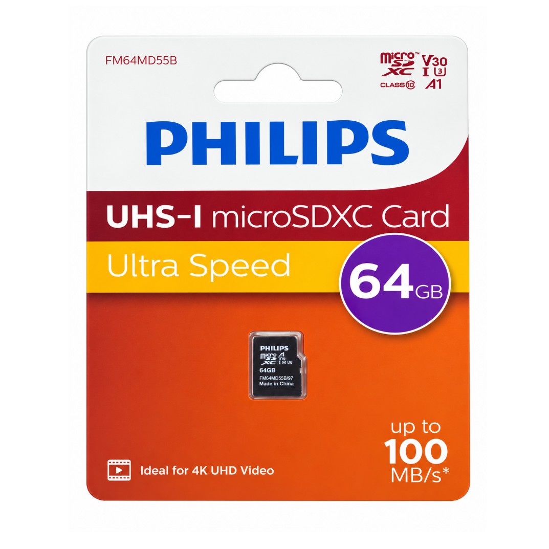 Philips 64GB 100MB/s Class 10 UHS-I microSDXC card